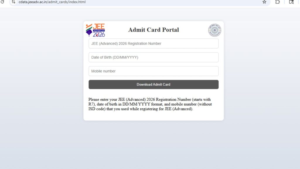 JEE Advanced 2026 Admit Card Released: Download link at jeeadv.ac.in
